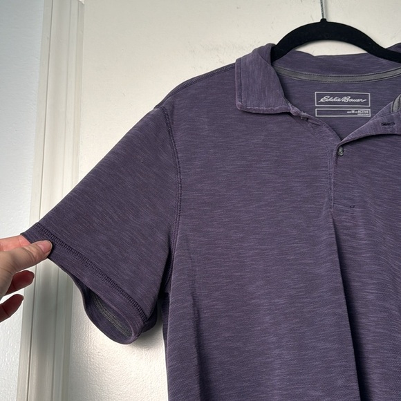 Men's Eddie Bauer Purple Performance Active Tencel Lyocell Polo Shirt Size Med - Picture 2 of 7